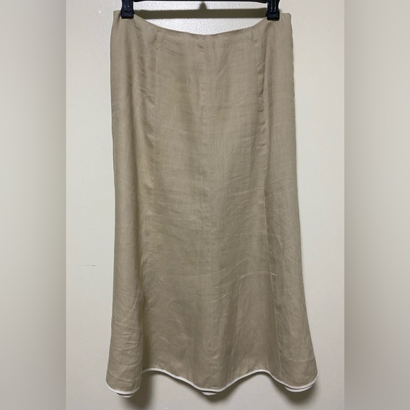 Talbots Dresses & Skirts - Talbots Beige Midi Linen Skirt Women Size 12